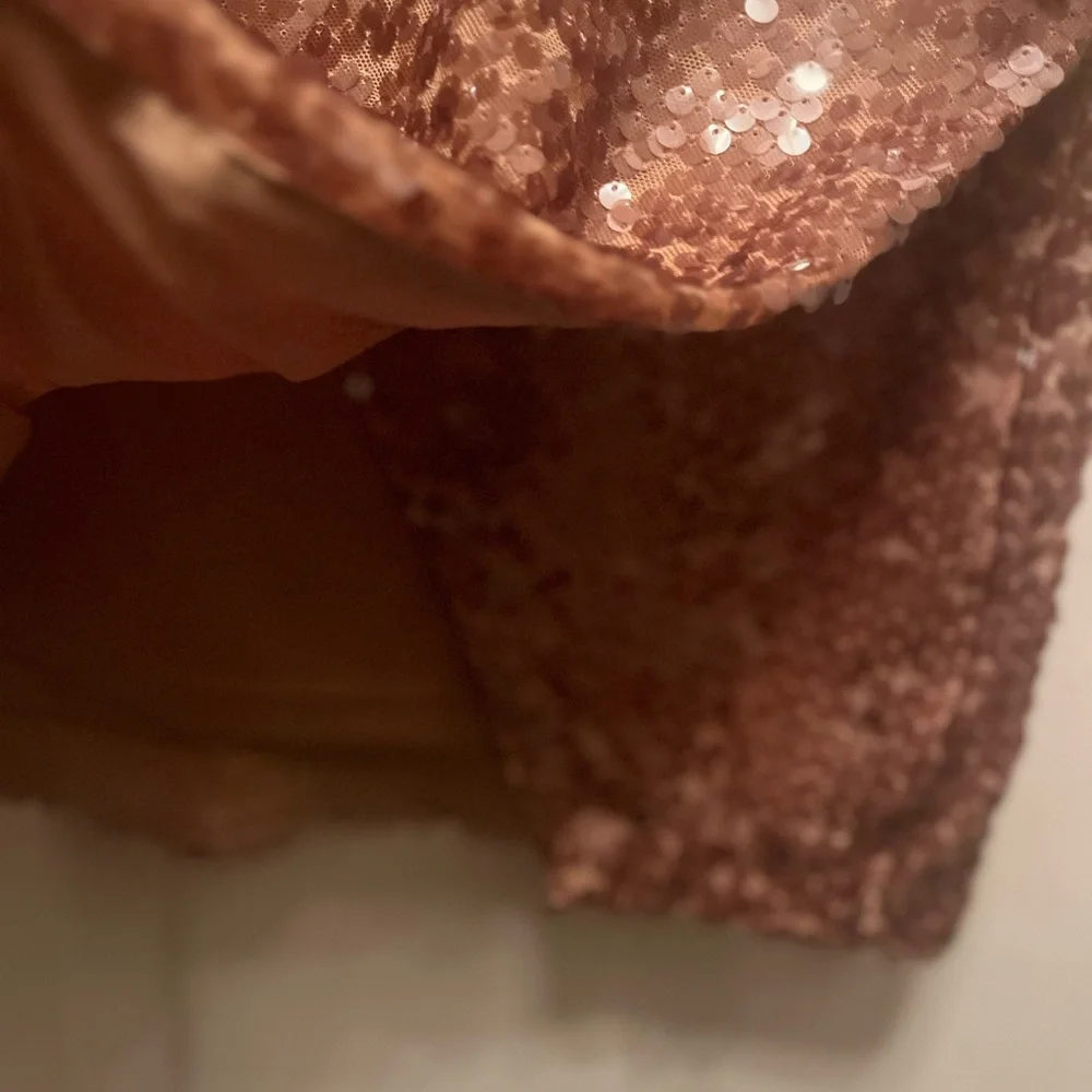 NWT RACHEL ZOE WOMEN'S FAUX WRAP SEQUIN SKIRT- TAN- X-SMALL - Picture 4 of 7